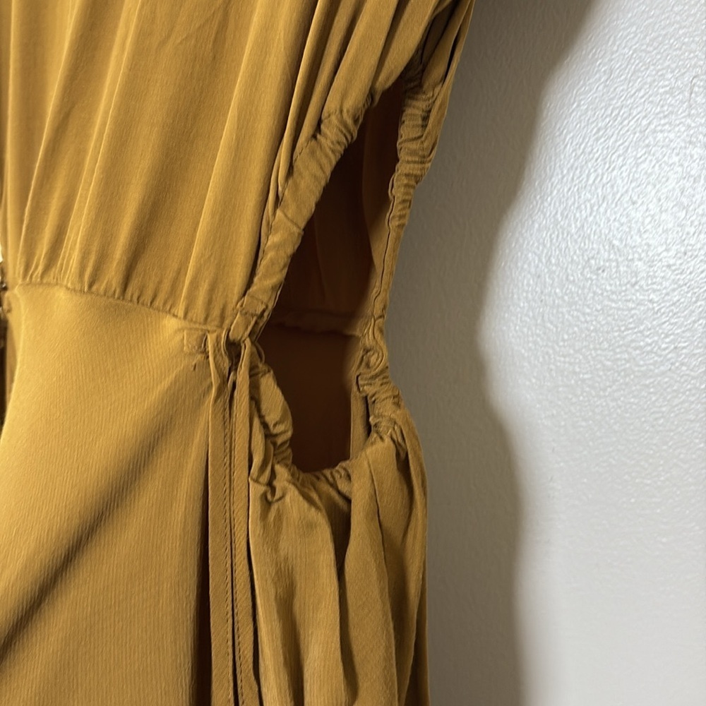A New Day Brown Midi Dress Lightweight Cutout asymmetrical Hem‎ Tie Back Size M - Picture 14 of 15